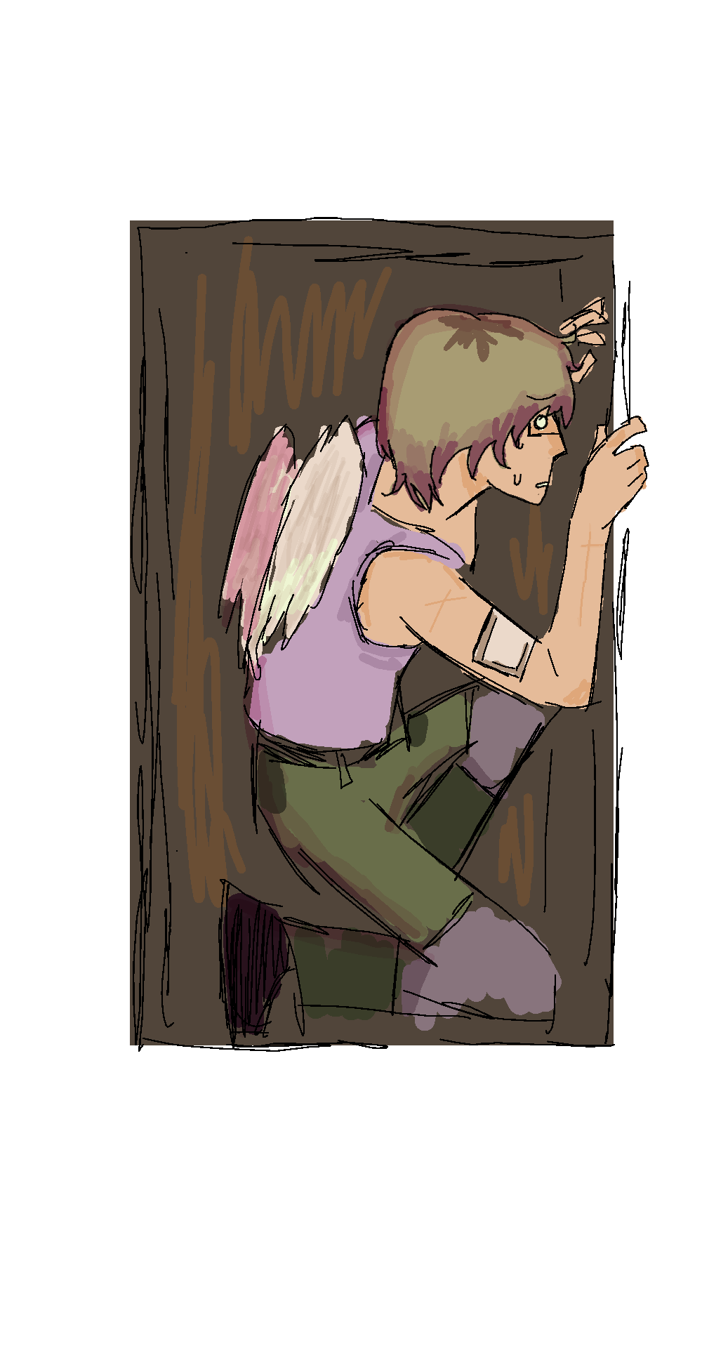 blonde-pink hair angel girl